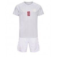 Camiseta Dinamarca Christian Eriksen #10 Segunda Equipación Replica Mundial 2022 para niños mangas cortas (+ Pantalones cortos)